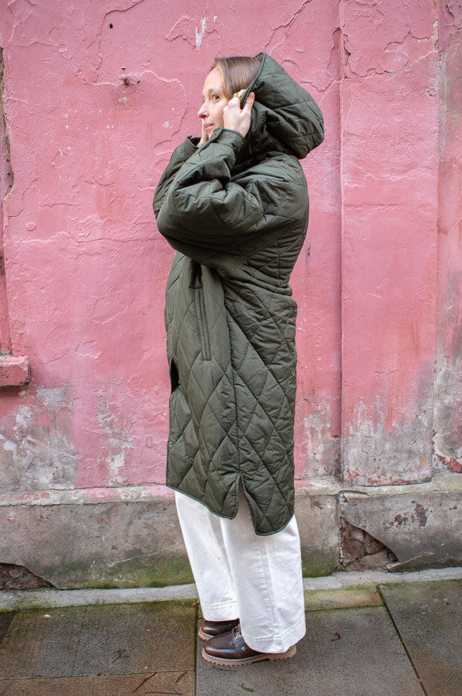 ICHI Hansa Forest Night Quilted Coat - The Mercantile London