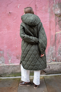 ICHI Hansa Forest Night Quilted Coat - The Mercantile London