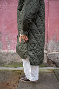 ICHI Hansa Forest Night Quilted Coat - The Mercantile London