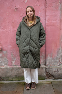 ICHI Hansa Forest Night Quilted Coat - The Mercantile London
