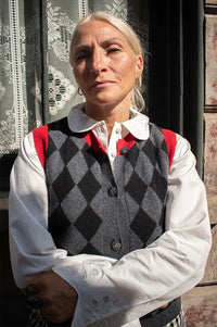 Sophie + Lucie Harlequin Grey Knitted Vest