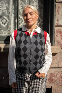 Sophie + Lucie Harlequin Grey Knitted Vest