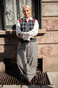 Sophie + Lucie Harlequin Grey Knitted Vest