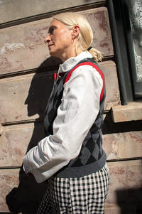 Sophie + Lucie Harlequin Grey Knitted Vest