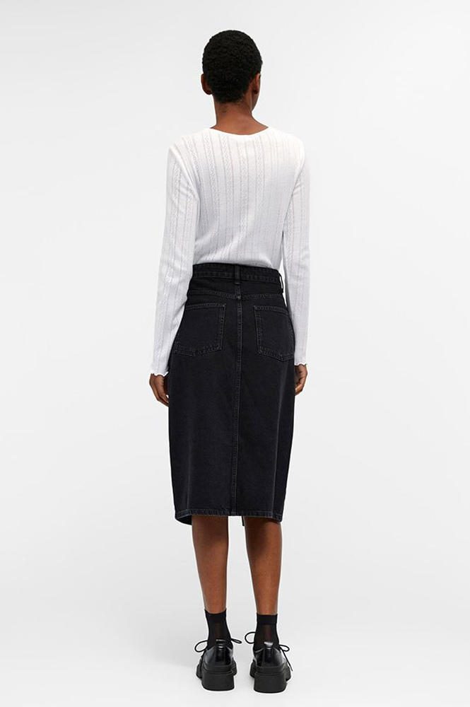 Object Harlow Black Denim Skirt - The Mercantile London