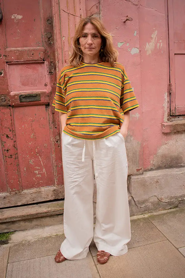 Leon & Harper Titan Green Striped T-Shirt - The Mercantile London