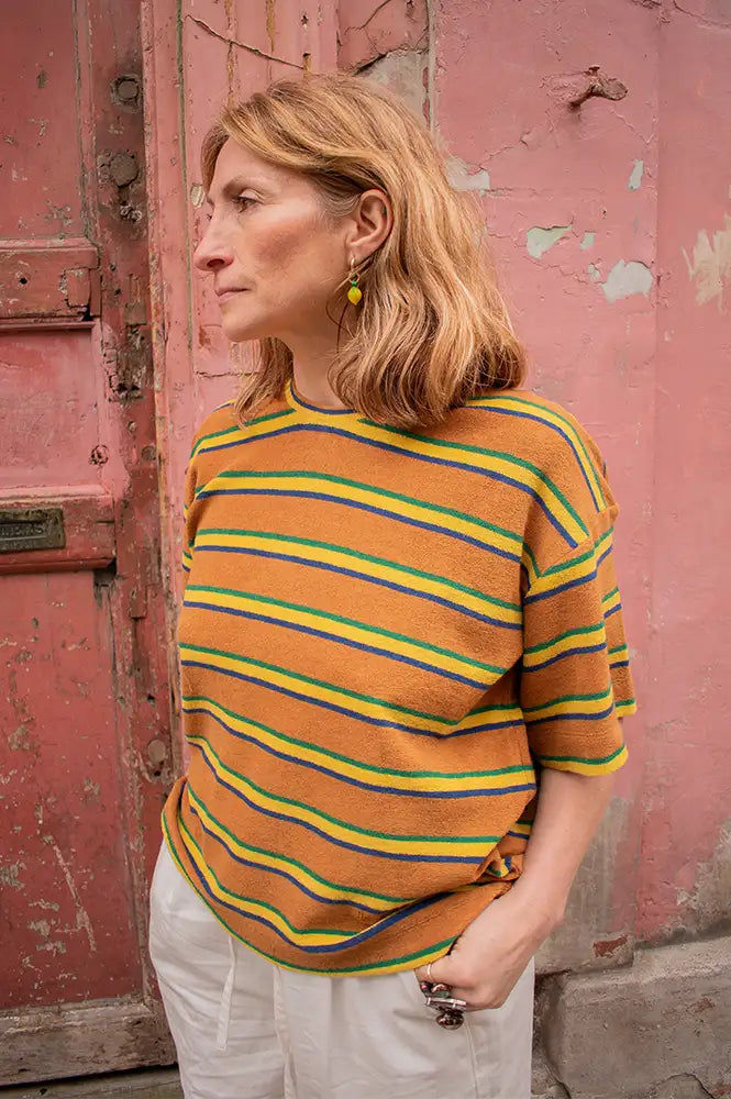 Leon & Harper Titan Green Striped T-Shirt - The Mercantile London