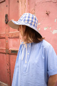 FRNCH Manzanillo Azure Gingham Sun Hat - The Mercantile London