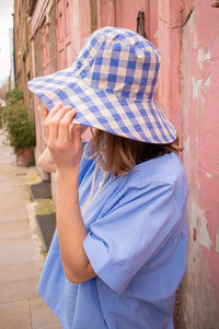 FRNCH Manzanillo Azure Gingham Sun Hat - The Mercantile London