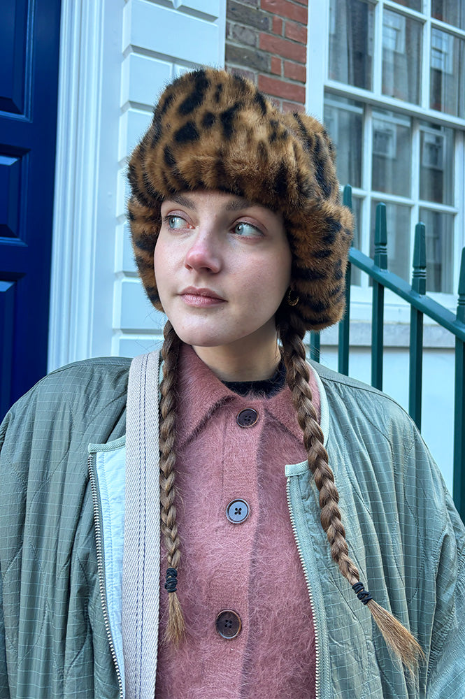 Bellerose Epka Leopard Print Trapper Hat