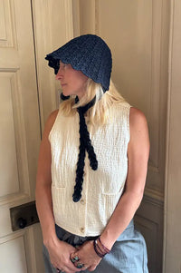 Funkyrel Haila Black Tie Strap Lace Hat