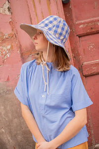 FRNCH Manzanillo Azure Gingham Sun Hat - The Mercantile London
