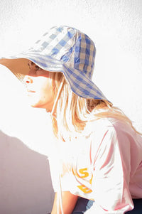 FRNCH Manzanillo Azure Gingham Sun Hat - The Mercantile London