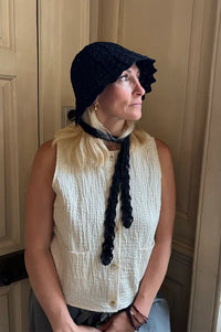 Funkyrel Haila Black Tie Strap Lace Hat