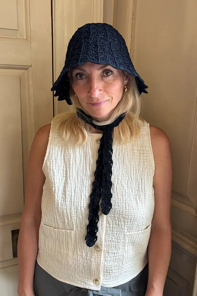 Funkyrel Haila Black Tie Strap Lace Hat