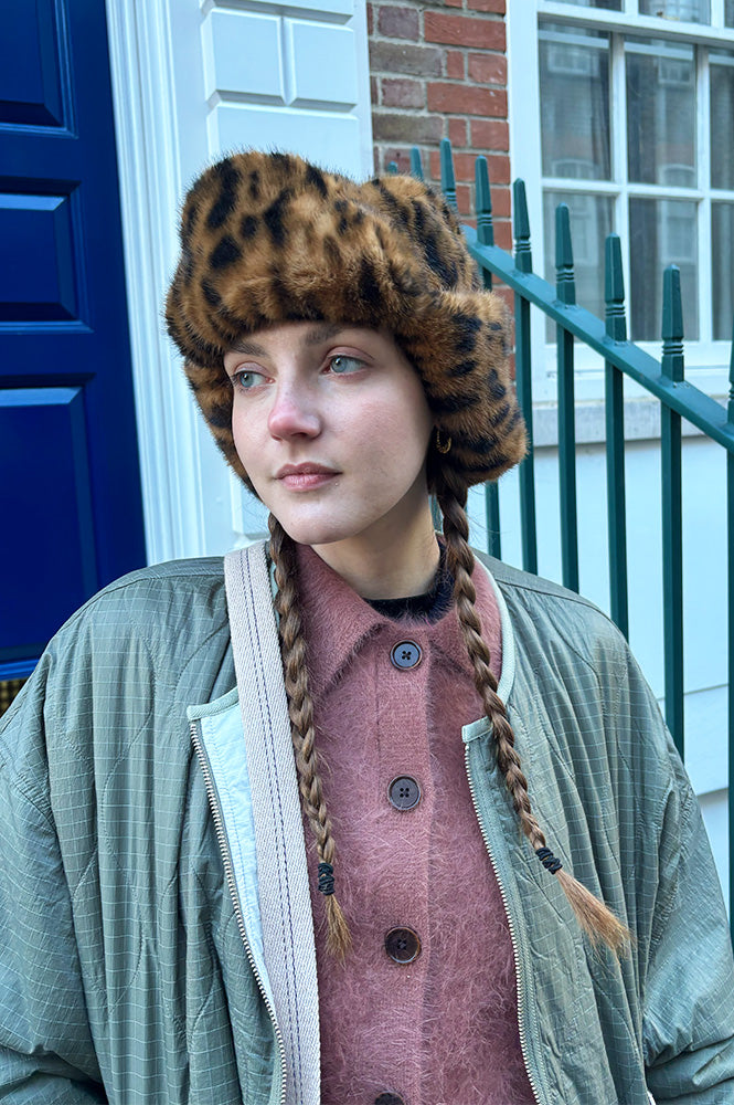 Bellerose Epka Leopard Print Trapper Hat