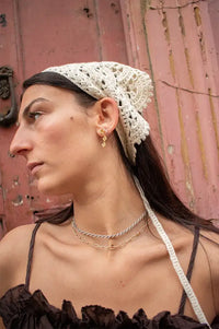 Funkyrel Scarvii Cream Crochet Lace Triangle Hair Scarf - The Mercantile London