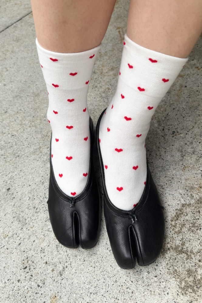 Le Bon Shoppe Red & White Heart Sneaker Socks