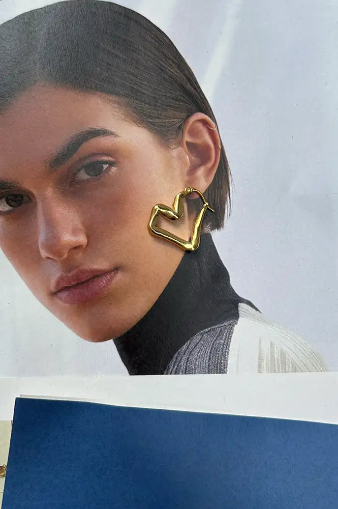 L.A Organic Heart Hoop Earrings