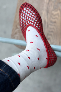 Le Bon Shoppe Red & White Heart Sneaker Socks