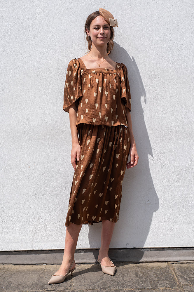 Stella Nova Heart Prink Silk Skirt - The Mercantile London