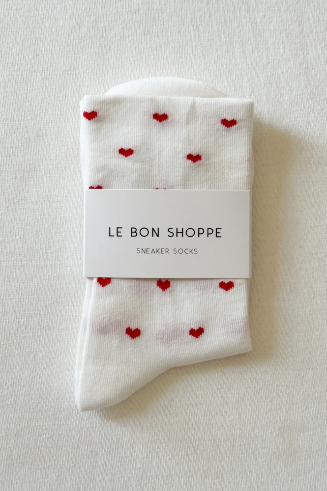 Le Bon Shoppe Red & White Heart Sneaker Socks