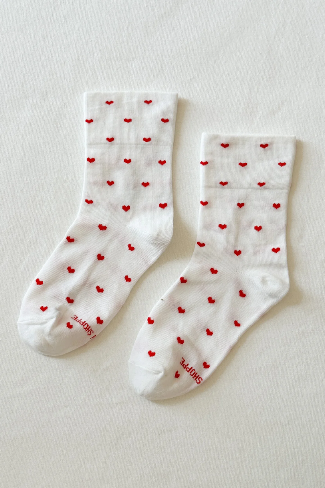 Le Bon Shoppe Red & White Heart Sneaker Socks