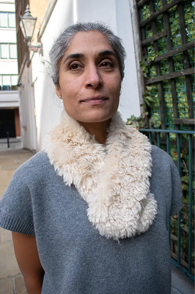 Helen Moore Vintage Cream Faux Sheepskin Collar