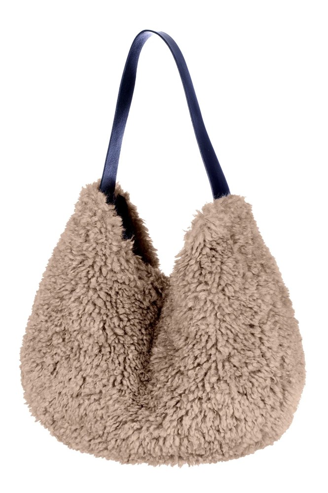 Helen Moore Taupe Faux Sheepskin Slouch Bag - The Mercantile London