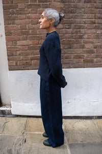 ICHI Aerin Total Eclipse Ribbed Henley Jumper