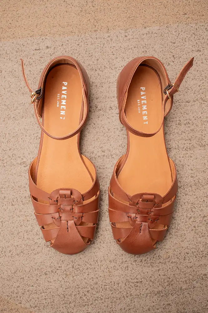 Pavement Henna Brown Leather Sandals - The Mercantile London