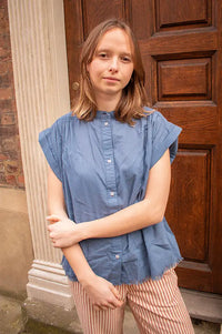 Hod Amandine Indigo Stripe Blouse - The Mercantile London