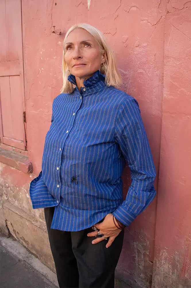 Hod Cleo Indigo Stripe Blouse