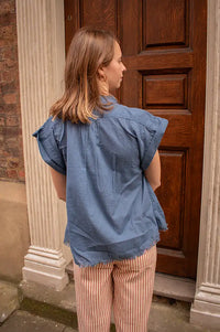 Hod Amandine Indigo Stripe Blouse - The Mercantile London