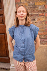 Hod Amandine Indigo Stripe Blouse - The Mercantile London