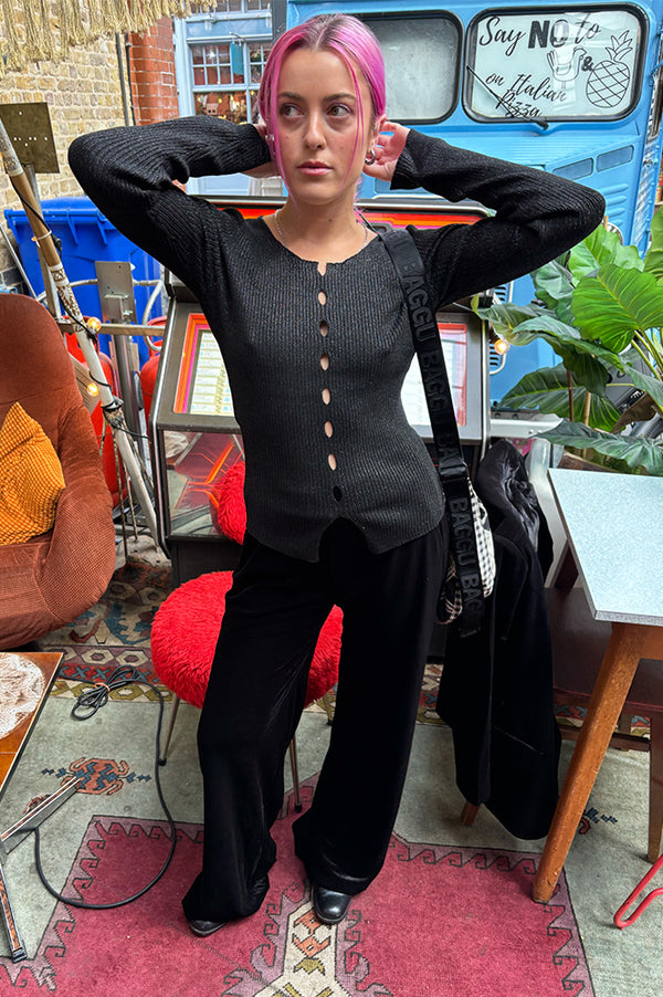 ICHI Dreas Black Long Sleeve Top - The Mercantile London