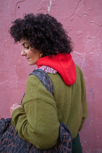 Somerville Red Cashmere Drawstring Hood