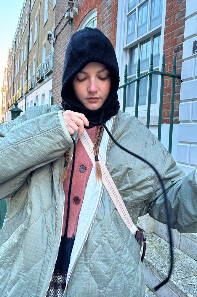 Somerville Black Cashmere Drawstring Hood