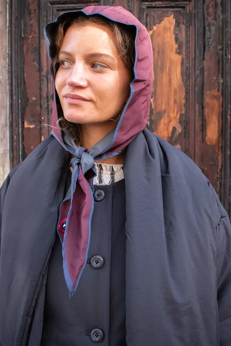 Flotte Prune & Indigo Waterproof Hood - The Mercantile London