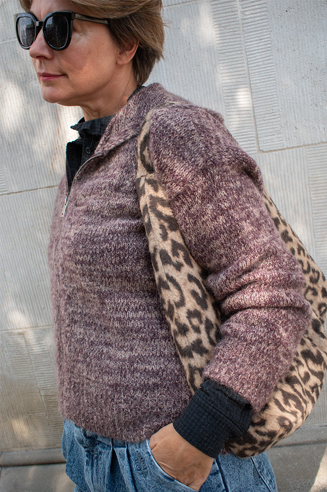 Maison Anje Bratt Mulberry Knitted Zip-Up Hoodie - The Mercantile London