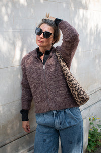 Maison Anje Bratt Mulberry Knitted Zip-Up Hoodie - The Mercantile London