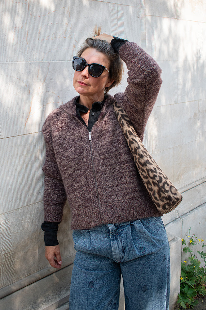 Maison Anje Bratt Mulberry Knitted Zip-Up Hoodie - The Mercantile London