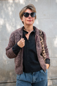 Maison Anje Bratt Mulberry Knitted Zip-Up Hoodie - The Mercantile London