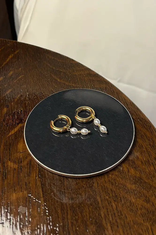 Lunar Pearl Bead Hoop Earrings - The Mercantile London