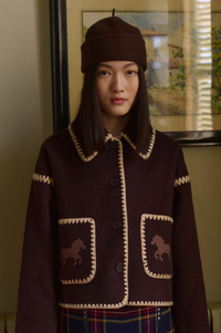 The Tiny Big Sister Embroidered Horses Short Coat