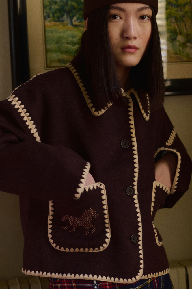 The Tiny Big Sister Embroidered Horses Short Coat