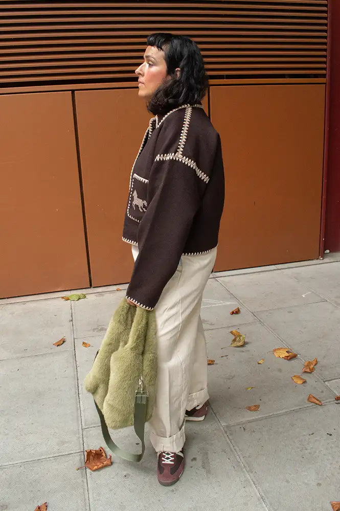 The Tiny Big Sister Embroidered Horses Short Coat