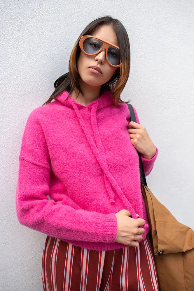 Maison Anje Bakian Fuchsia Hooded Jumper