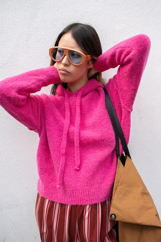 Maison Anje Bakian Fuchsia Hooded Jumper