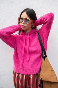 Maison Anje Bakian Fuchsia Hooded Jumper